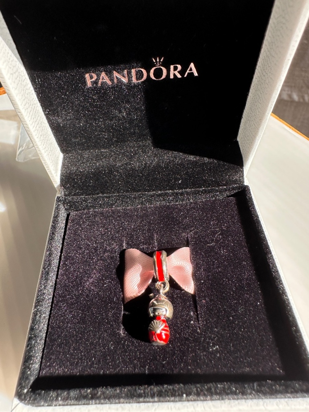 NIB Pandora Retired Japanese Kimono Doll Dangle Charm Silver Red Enamel #791368E